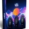 image to VEA izotope software box with VEA plugin show 3 knob in multicolor background.