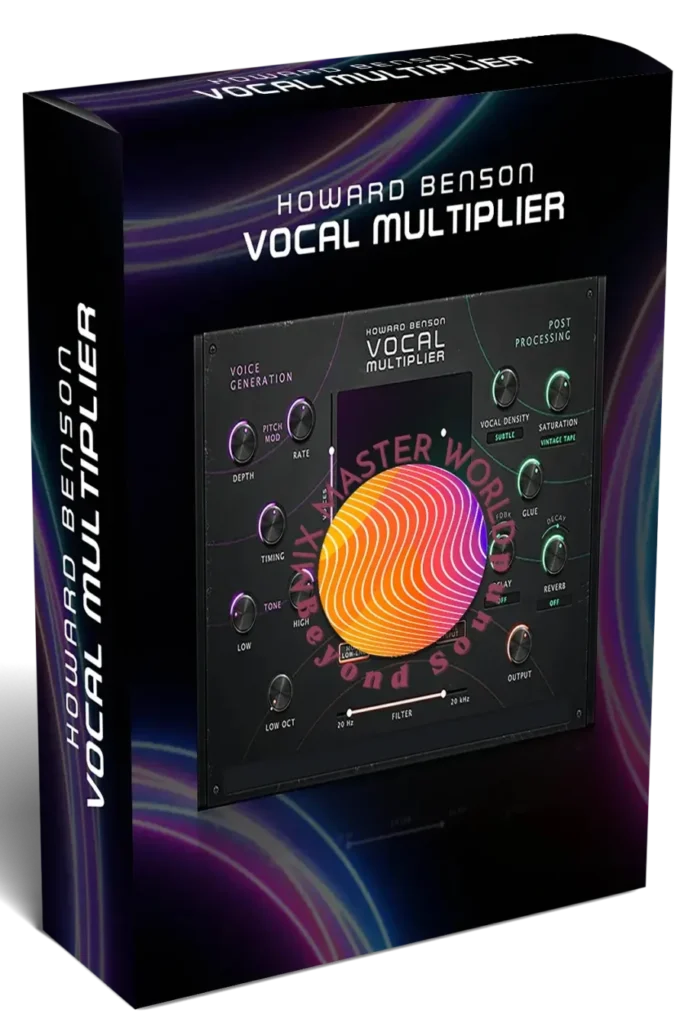 screenshot to howard benson vocal multiplier plugin software box with black background