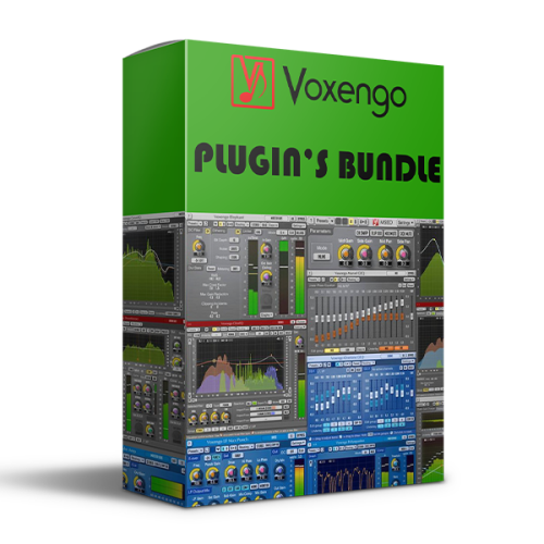 image to voxengo complete bundle software box show plugins in green background.
