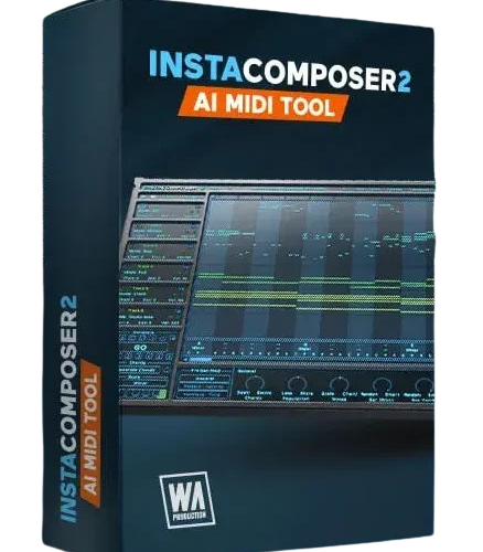 screenshot of software box of Instacomposer2 in black color with screenshot of plugin.