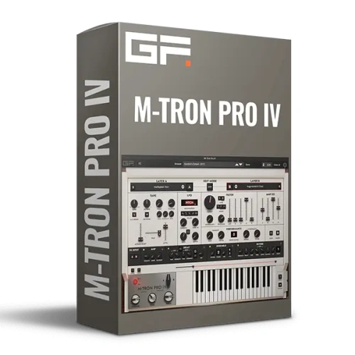 image to m-tron pro iv synthesizer in grey background.