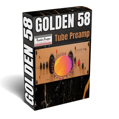 image to golden 58 preamp saturator plugin on black background.