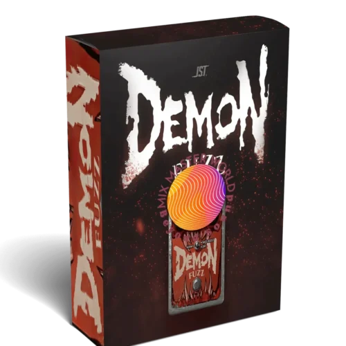 image to jst demon fuzz plugin software box in black and red background.