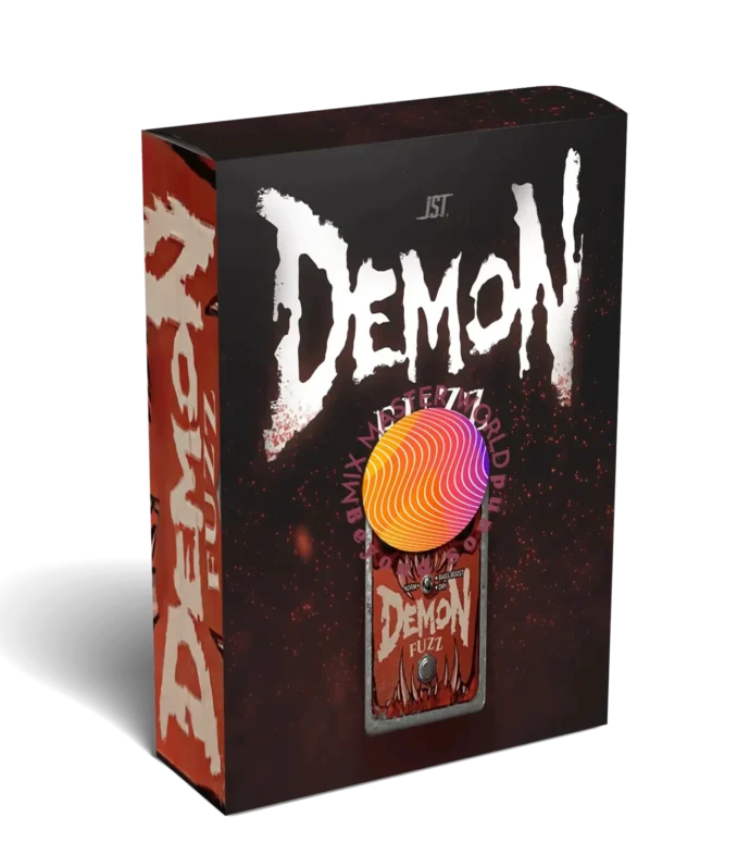 image to jst demon fuzz plugin software box in black and red background.