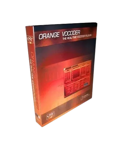 image to orange vocoer iv plugin software box in orange background.