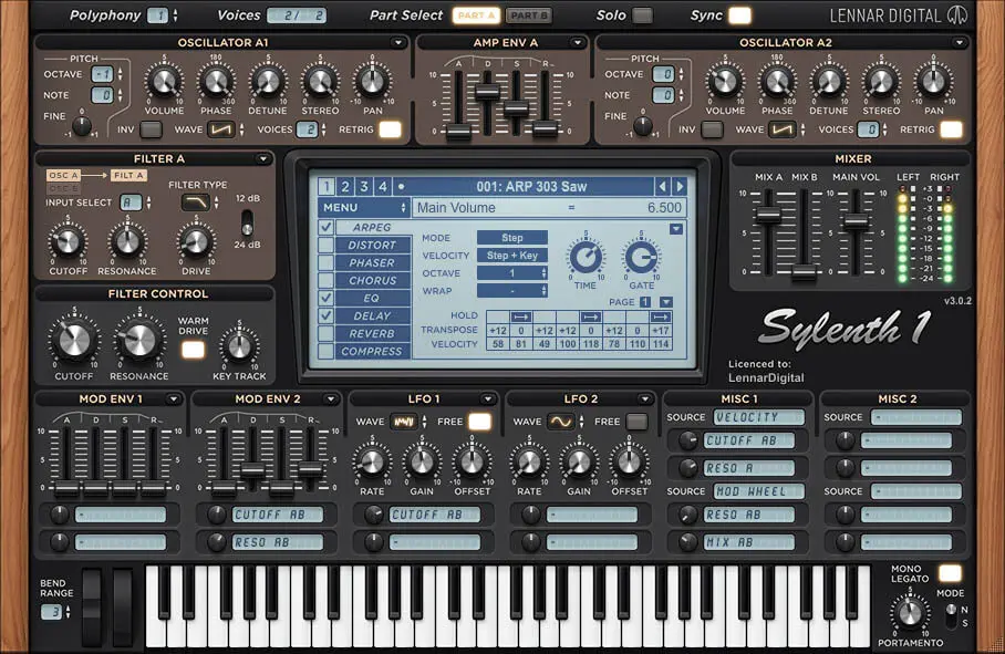image of Sylenth1 audio plugin synthesizer.
